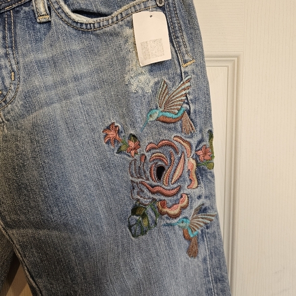 Miss Me Hummingbird Floral Embroidered Distressed Bootcut Marilyn Jean Bohemian - Picture 3 of 7